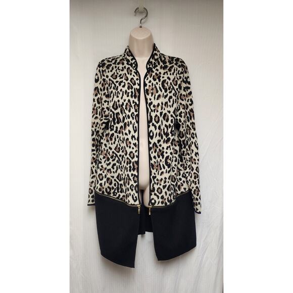 Chico's Women's Animal Print Convertible Brown Cardigan Sweater Size 2 US-L - Picture 4 of 10